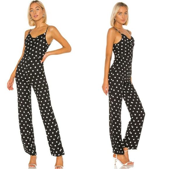 LOVERS + FRIENDS QUINCY BLACK POLKA DOT JUMPSUIT NWT SIZE XS - Picture 2 of 9